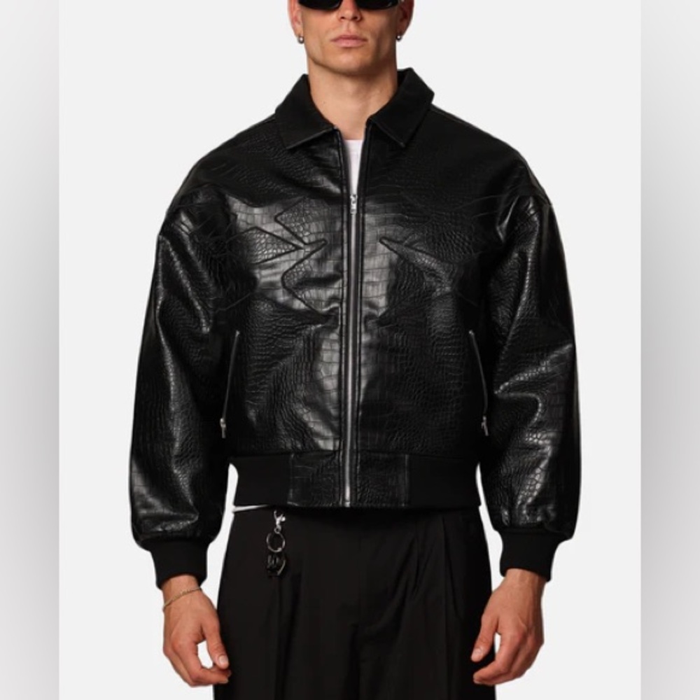Loiter Atmosphere PU Faux Leather Bomber Jacket